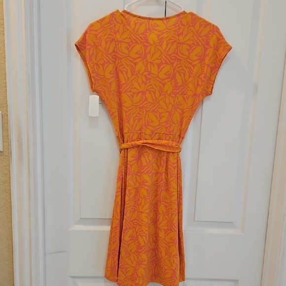 Nine West Dolman Sleeve Orange Mini Wrap Sundress Size XS NWT - Picture 6 of 7